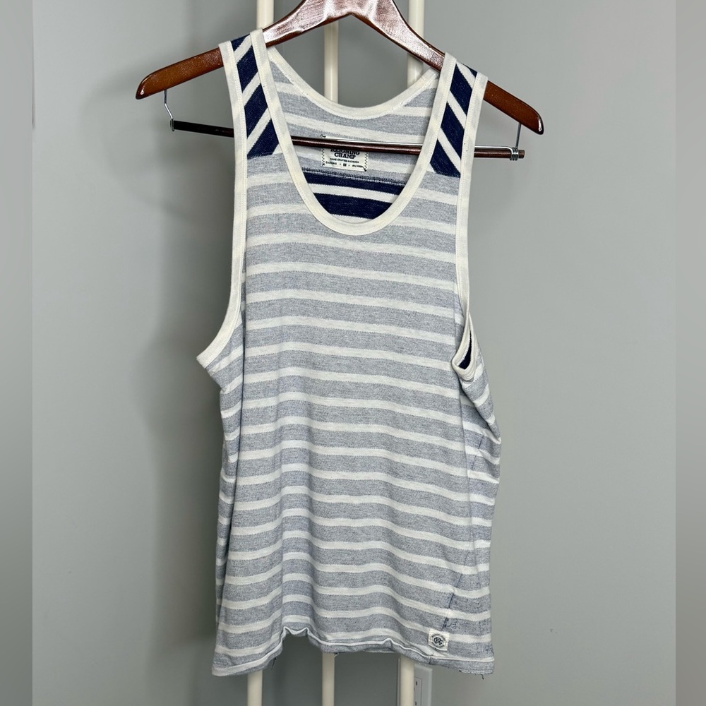 Reigning Champ Heathered Gray and White Striped Tank